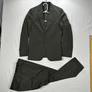 Paul Smith Soho Fit Suit Mens 38R Dark Green Cotton Stretch 2-Piece 34W x 26 EUC